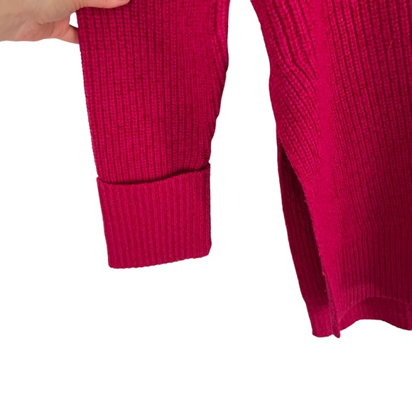 Athleta  Shasta V-Neck Oversized Sweater Fuchsia Size M Wool Blend - Picture 6 of 10